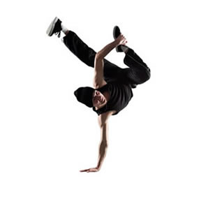 break dancer doing a one hand hand stand