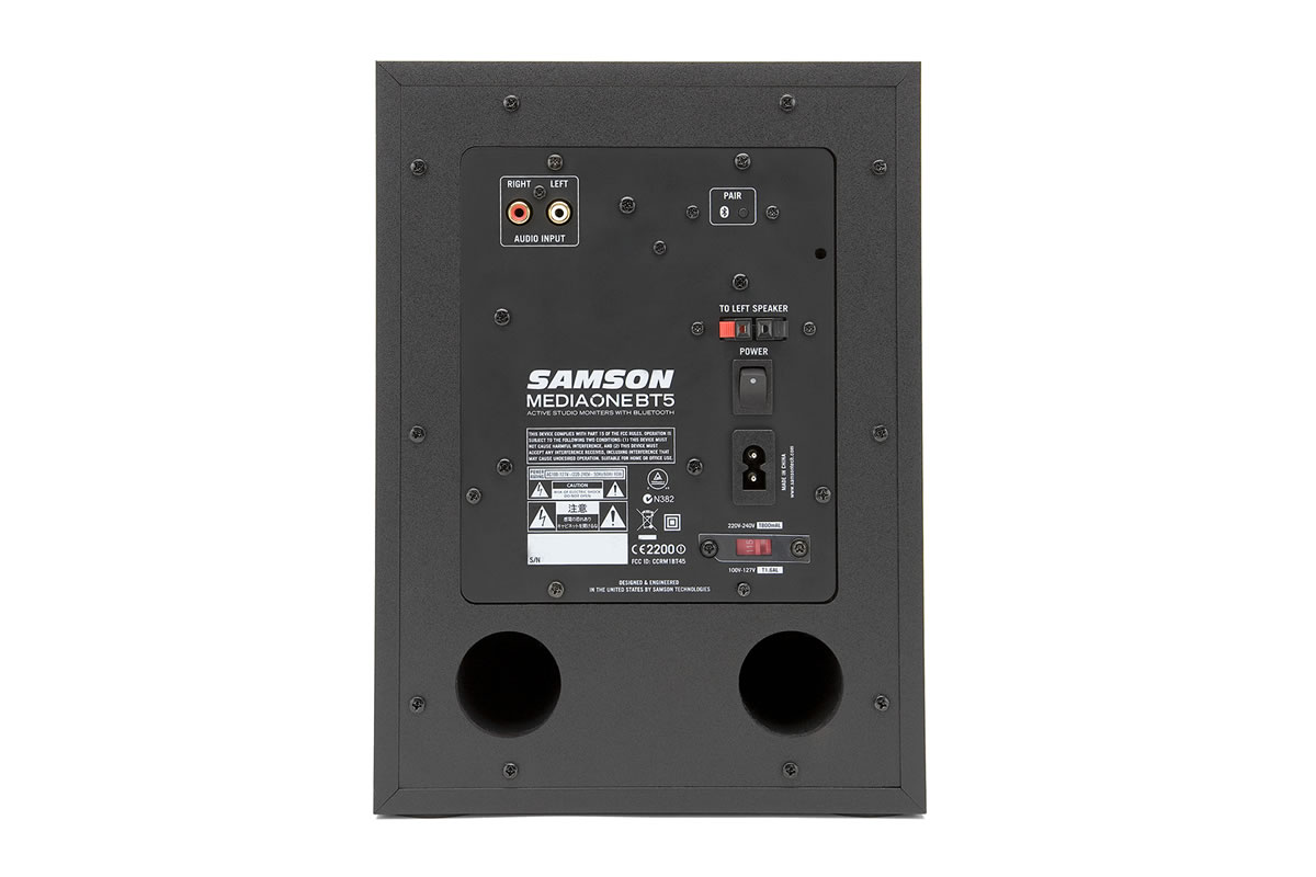 Samson MediaOne BT5 2-way active Bluetooth speakers - rear view